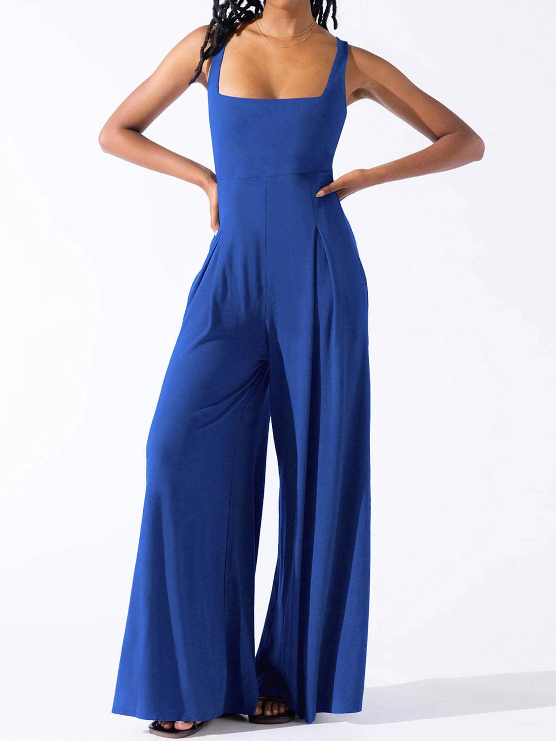 Square Neck Wide Strap Jumpsuit - Siennasass