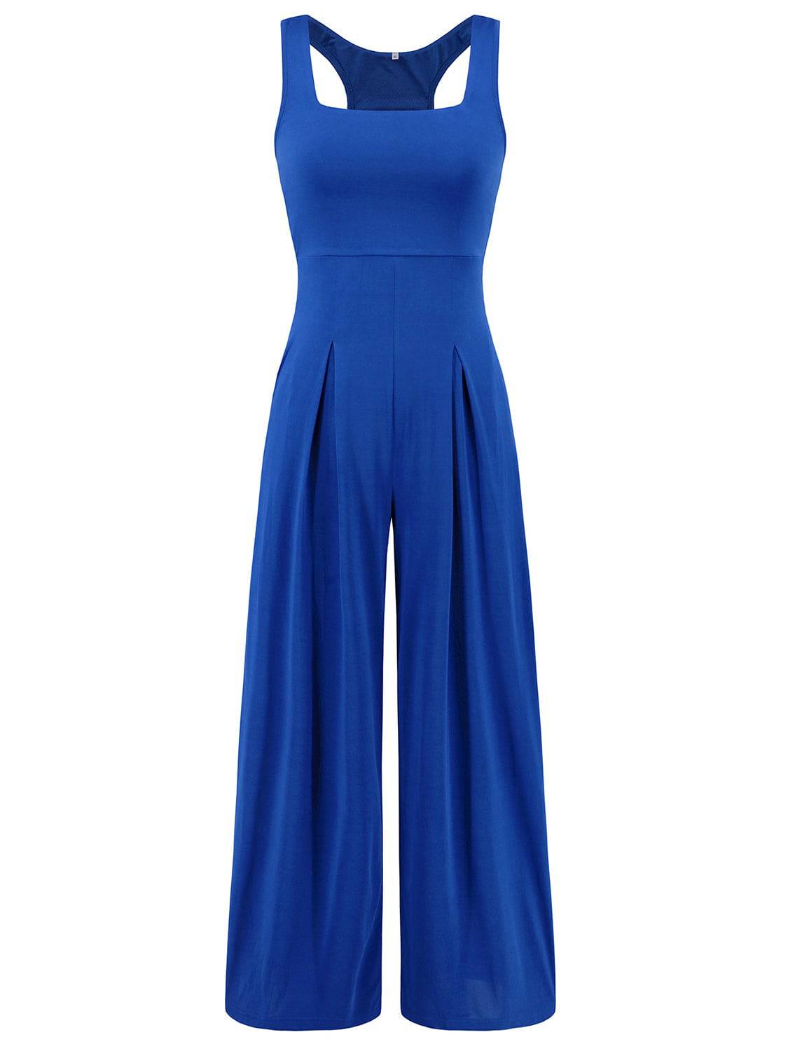 Square Neck Wide Strap Jumpsuit - Siennasass