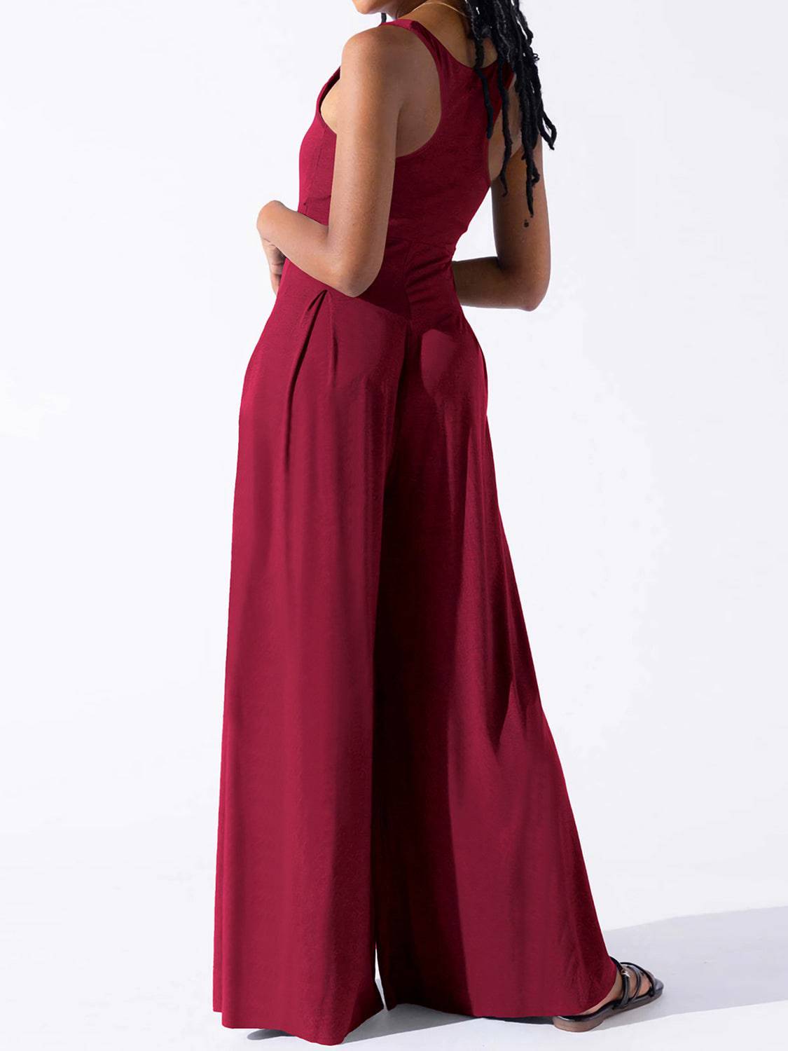 Square Neck Wide Strap Jumpsuit - Siennasass