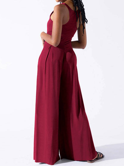 Square Neck Wide Strap Jumpsuit - Siennasass