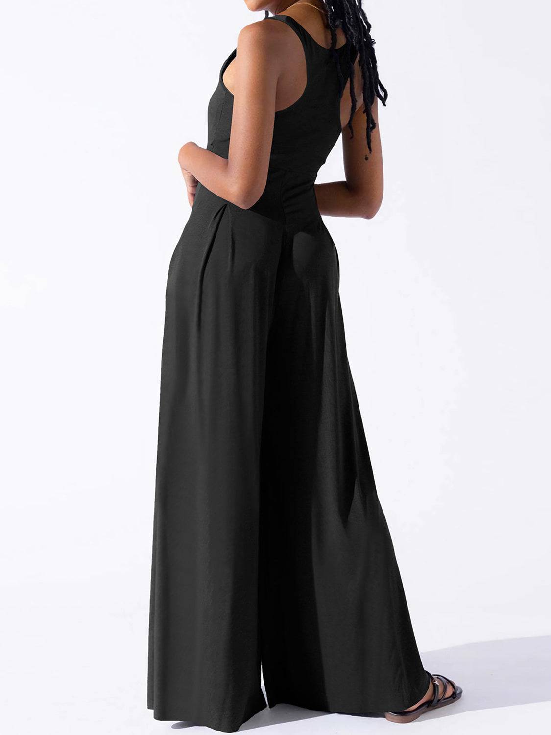 Square Neck Wide Strap Jumpsuit - Siennasass