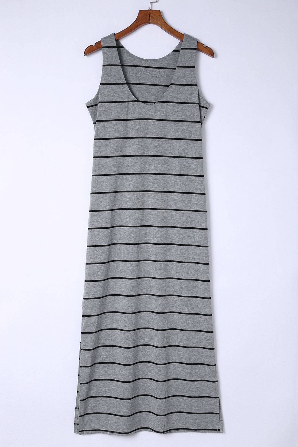 Striped Slit Sleeveless Maxi Dress - Siennasass