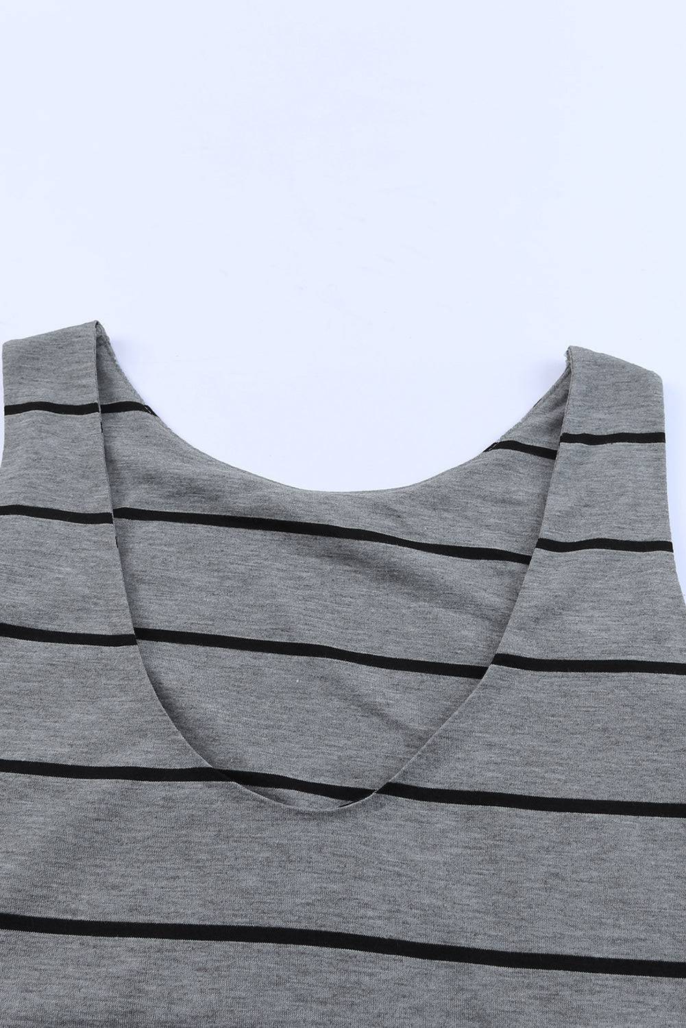 Striped Slit Sleeveless Maxi Dress - Siennasass