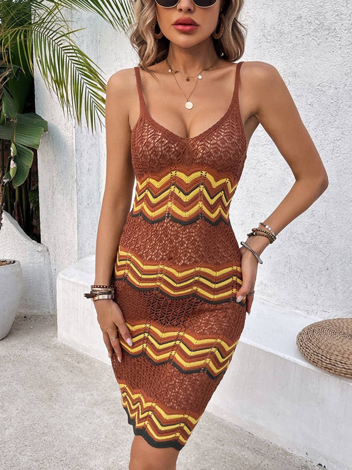 Openwork Scoop Neck Sweater Dress - Siennasass