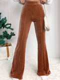 Ribbed High Waist Bootcut Pants - Siennasass