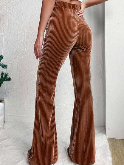 Ribbed High Waist Bootcut Pants - Siennasass