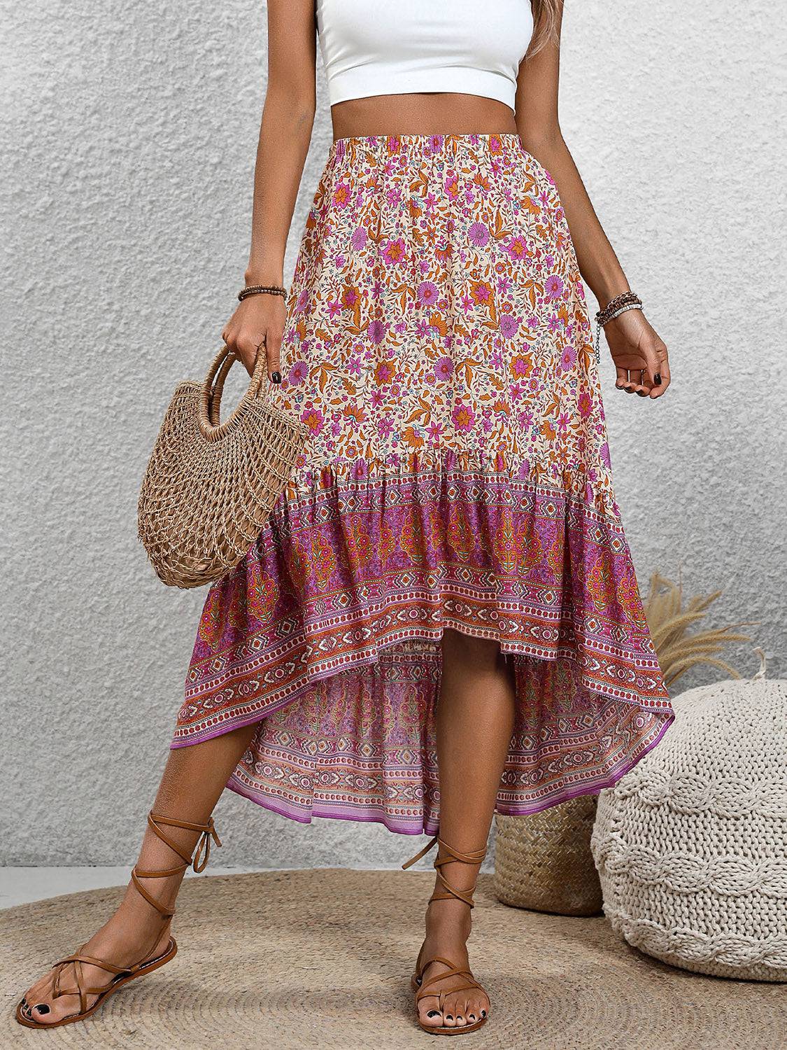 High-Low Elastic Waist Skirt - Siennasass