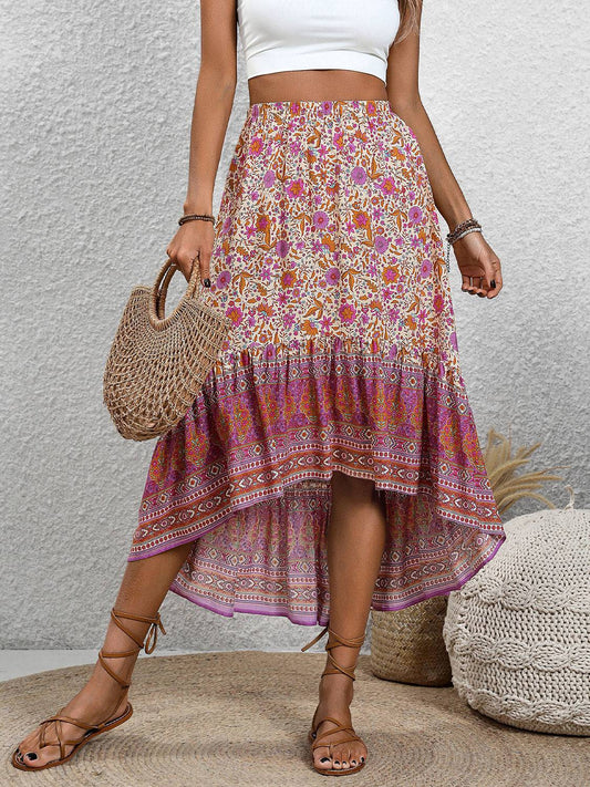 High-Low Elastic Waist Skirt - Siennasass