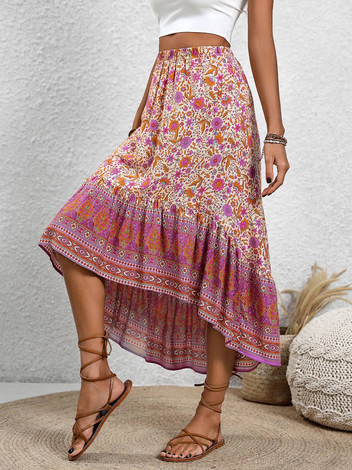 High-Low Elastic Waist Skirt - Siennasass