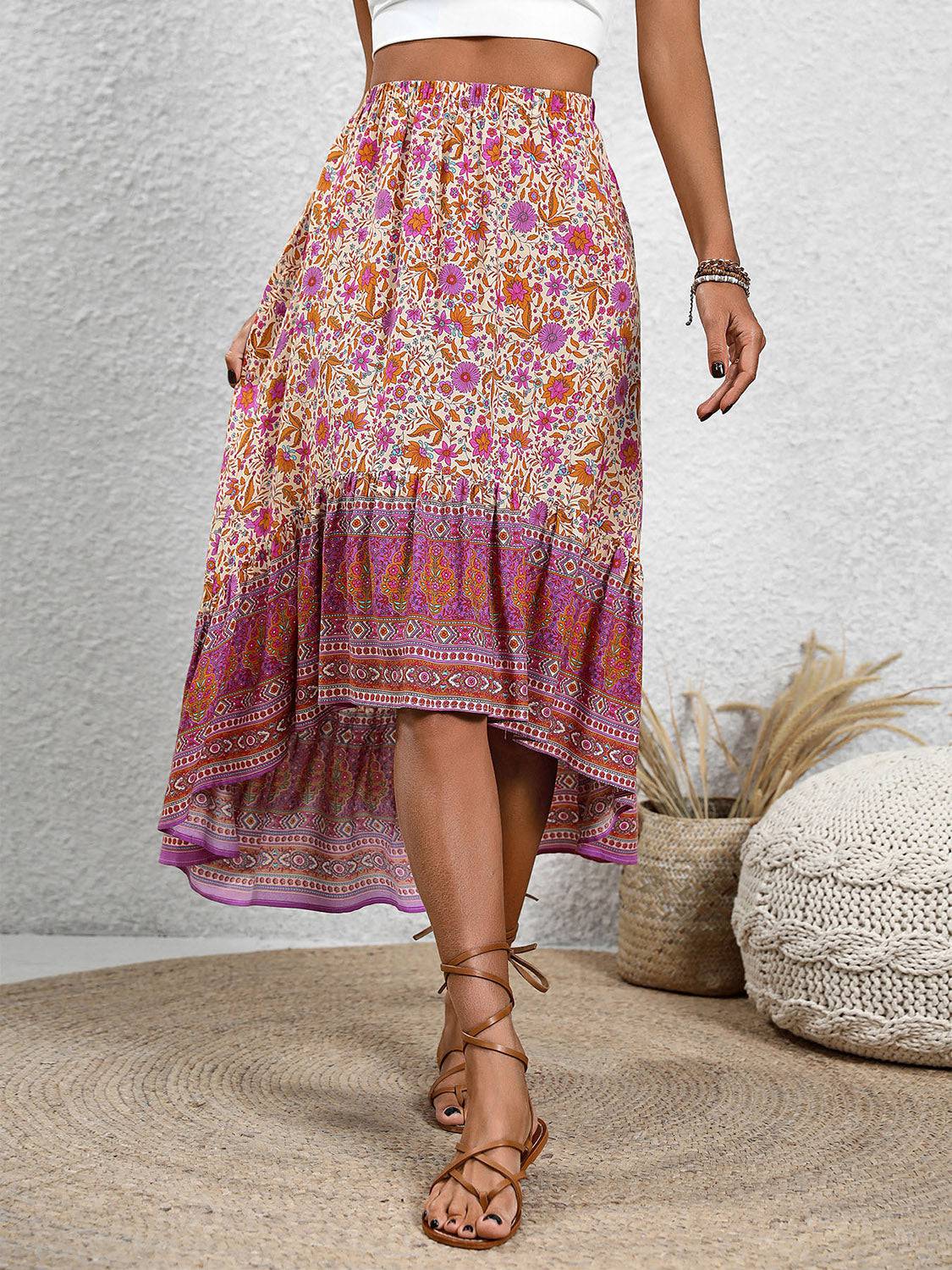 High-Low Elastic Waist Skirt - Siennasass