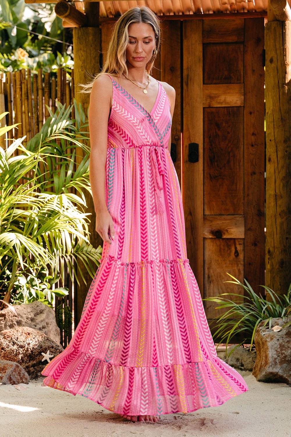 Printed Surplice Maxi Cami Dress - Siennasass