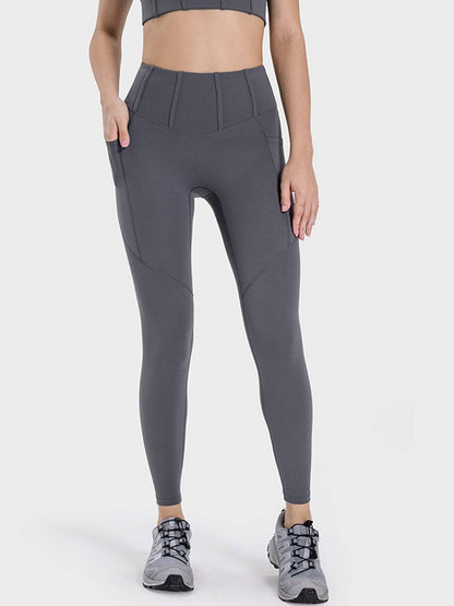 Pocketed High Waist Active Leggings - Siennasass