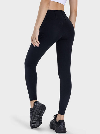 Pocketed High Waist Active Leggings - Siennasass