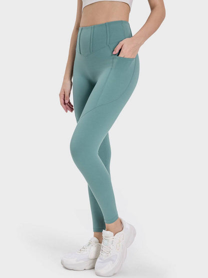 Pocketed High Waist Active Leggings - Siennasass