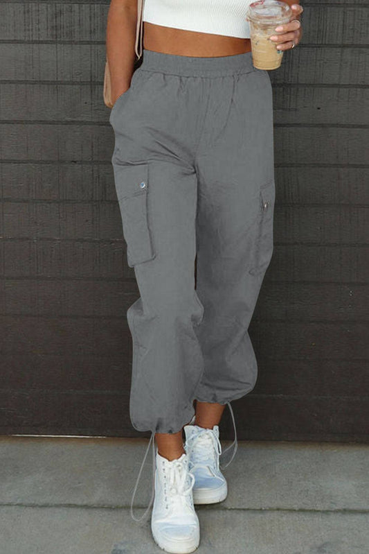 Drawstring Elastic Waist Pants with Pockets - Siennasass
