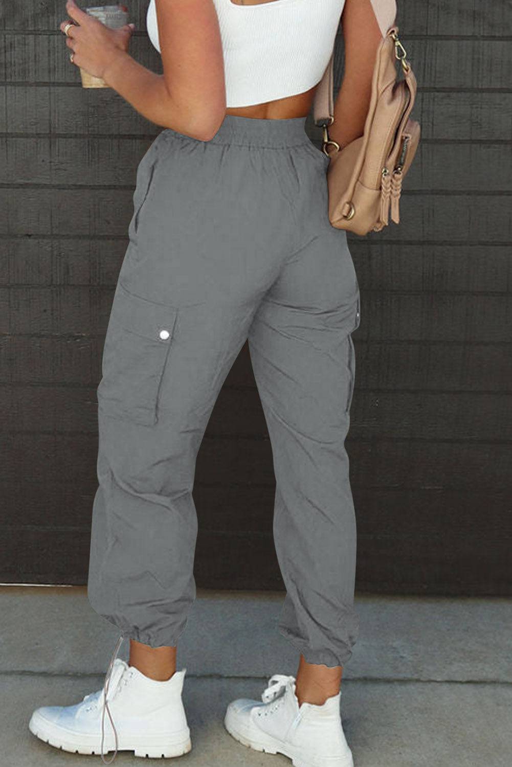 Drawstring Elastic Waist Pants with Pockets - Siennasass