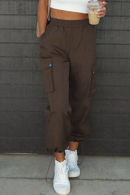 Drawstring Elastic Waist Pants with Pockets - Siennasass
