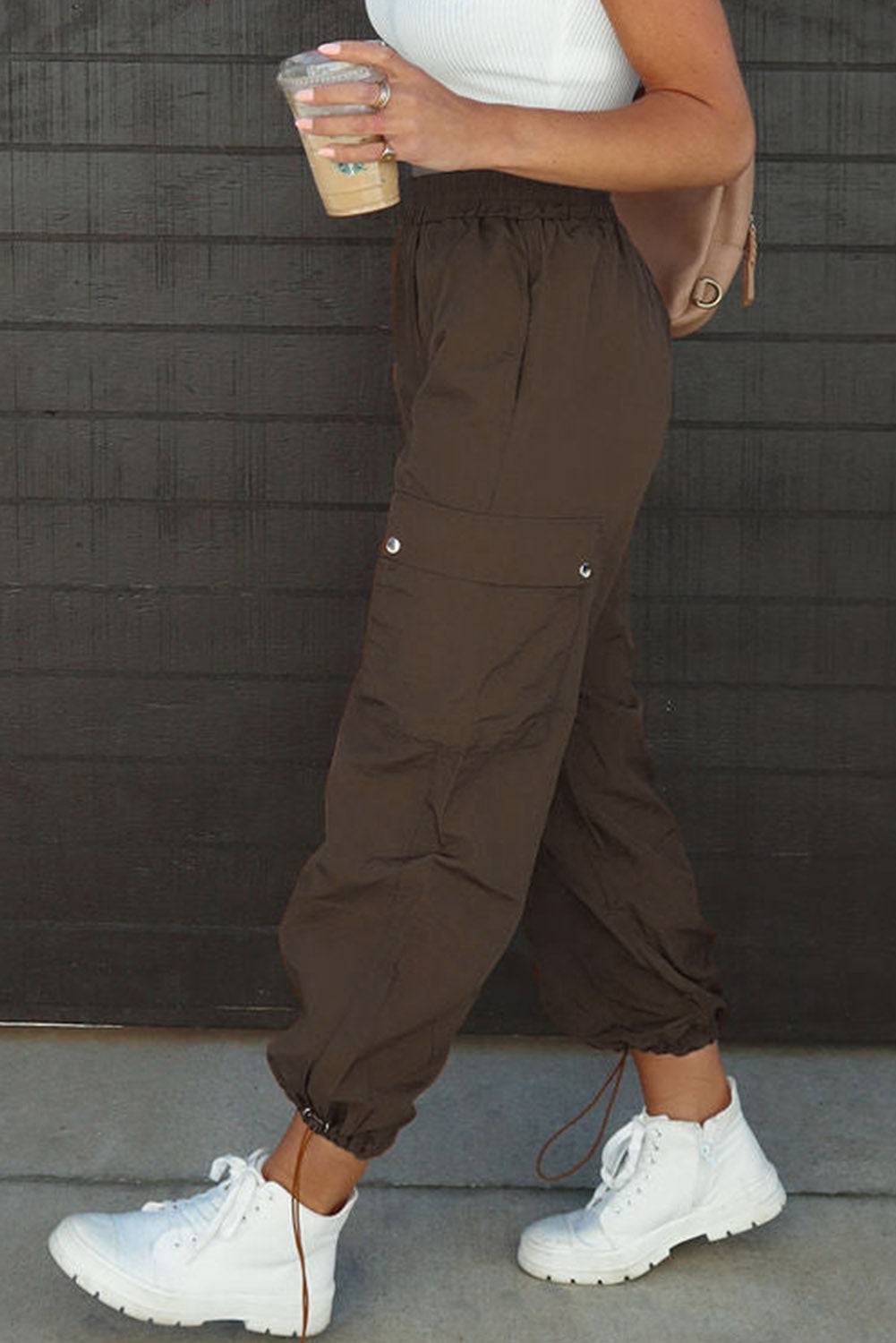 Drawstring Elastic Waist Pants with Pockets - Siennasass
