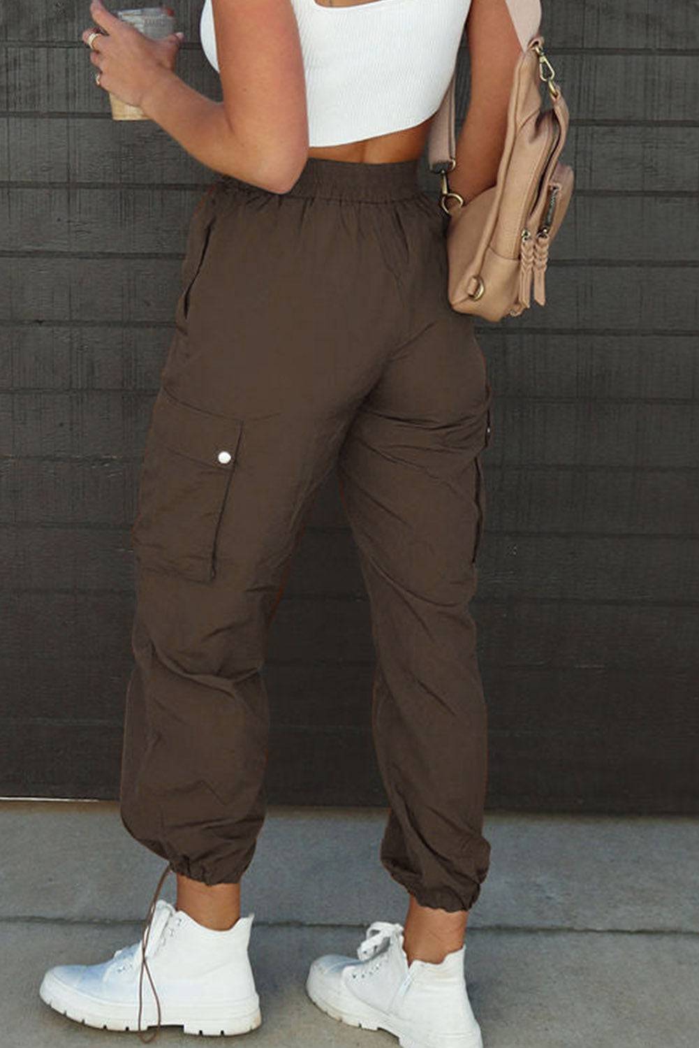 Drawstring Elastic Waist Pants with Pockets - Siennasass