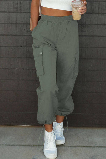Drawstring Elastic Waist Pants with Pockets - Siennasass