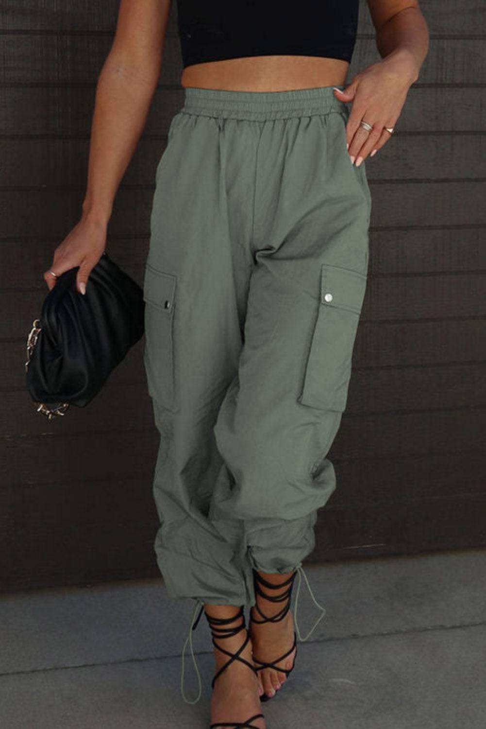 Drawstring Elastic Waist Pants with Pockets - Siennasass