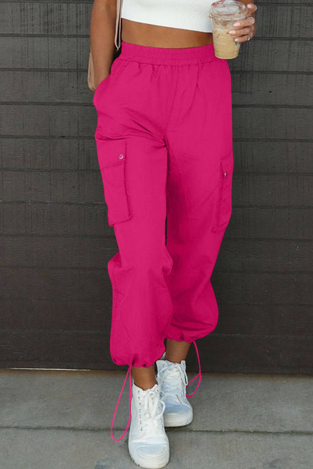 Drawstring Elastic Waist Pants with Pockets - Siennasass