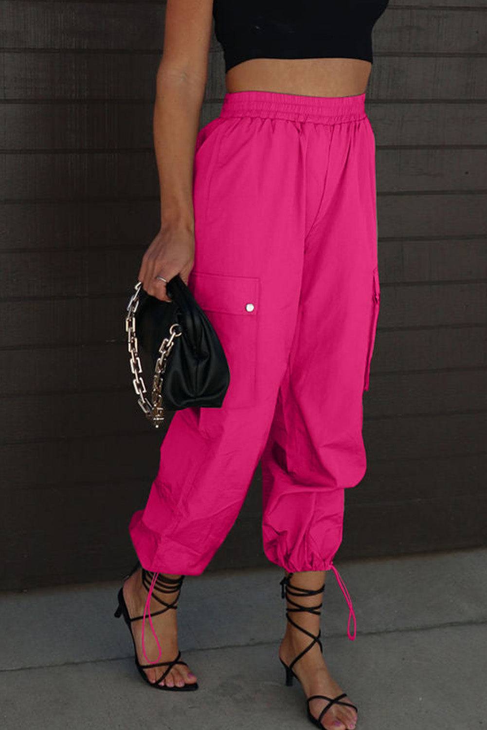 Drawstring Elastic Waist Pants with Pockets - Siennasass