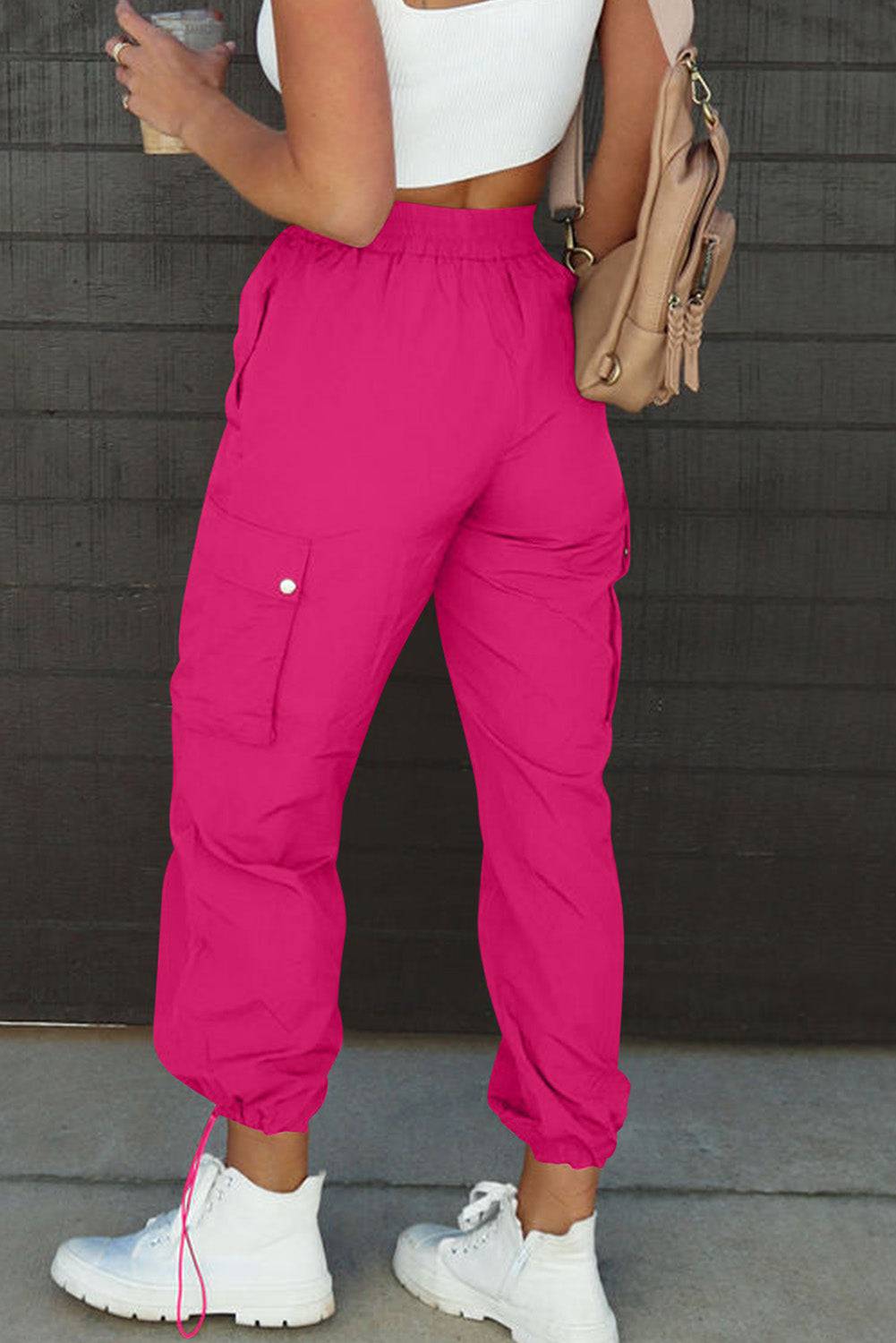 Drawstring Elastic Waist Pants with Pockets - Siennasass