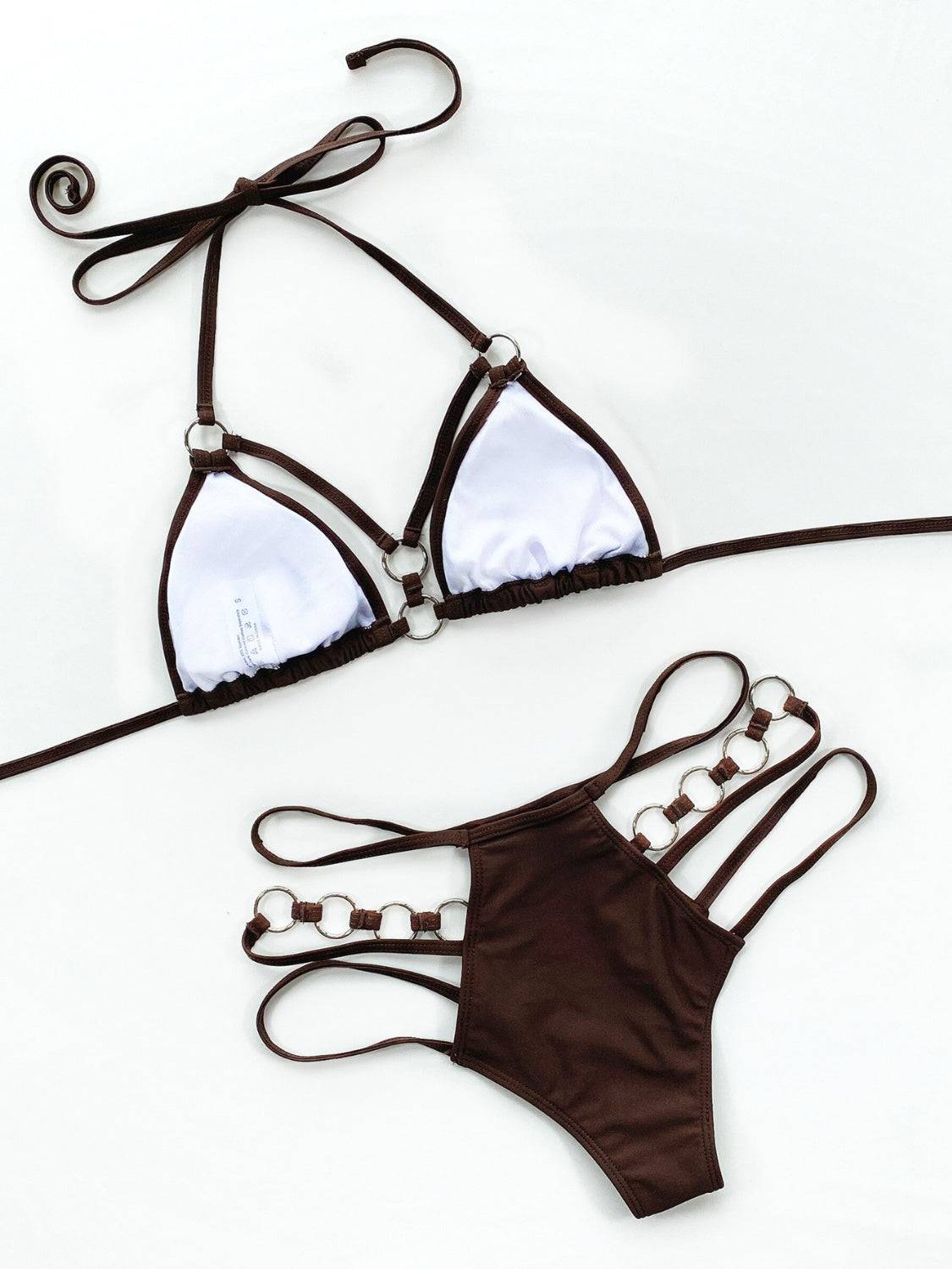 Cutout Halter Neck Two-Piece Bikini Set - Siennasass