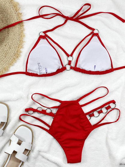 Cutout Halter Neck Two-Piece Bikini Set - Siennasass