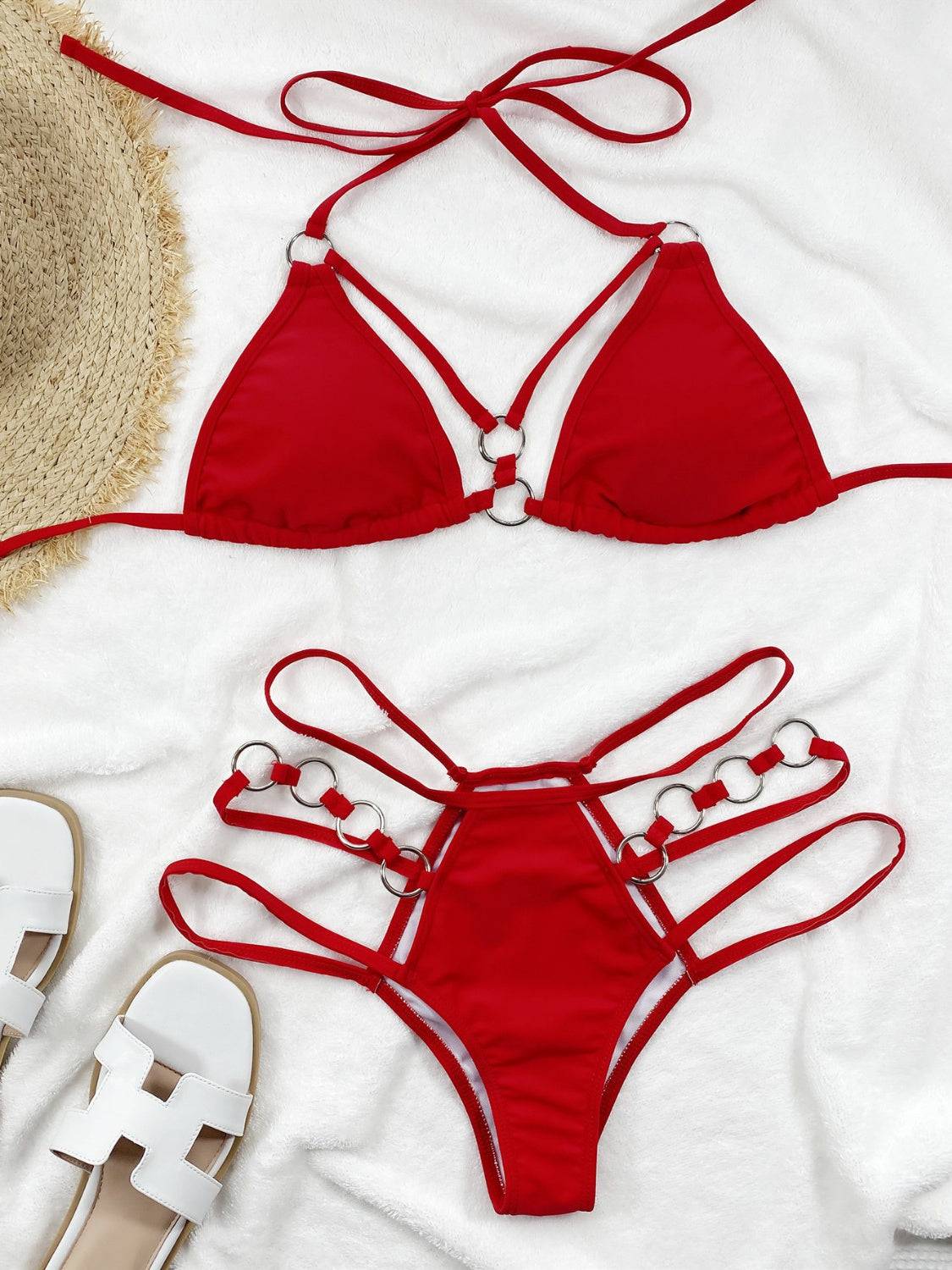 Cutout Halter Neck Two-Piece Bikini Set - Siennasass