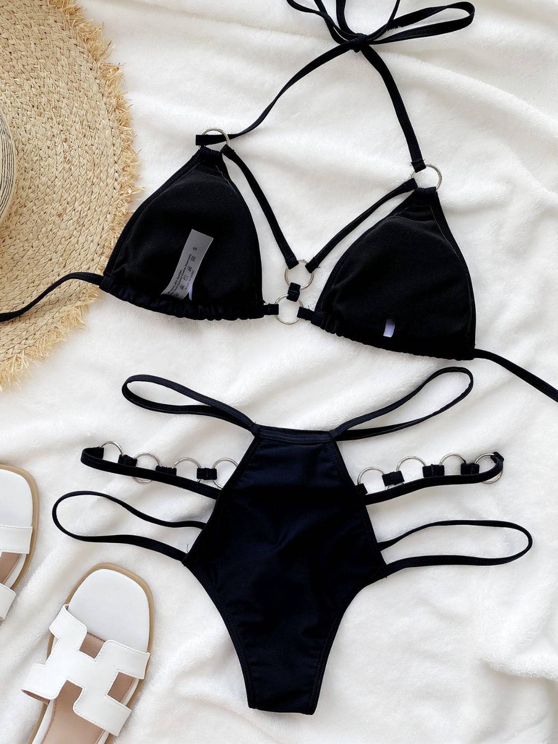 Cutout Halter Neck Two-Piece Bikini Set - Siennasass