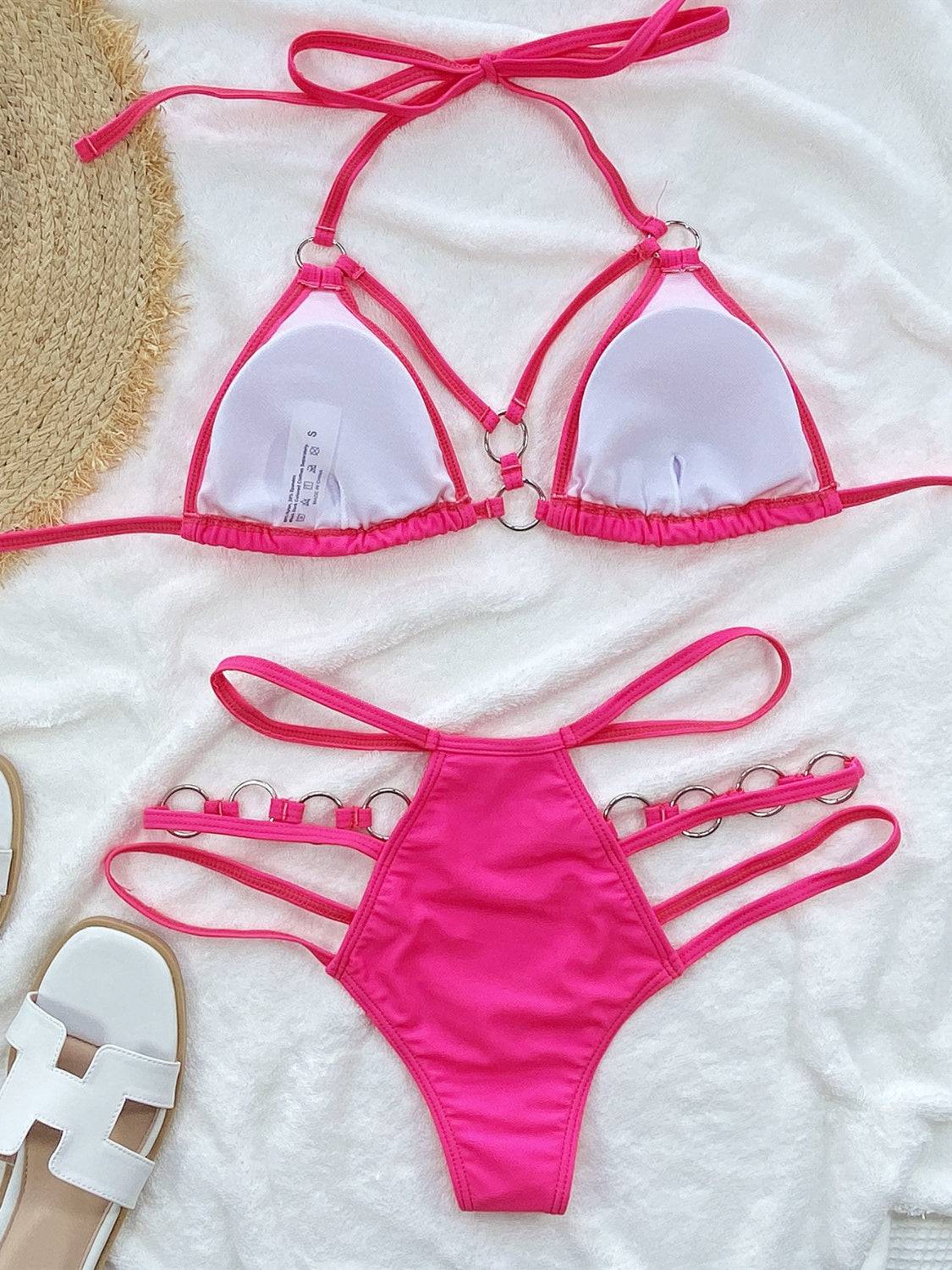 Cutout Halter Neck Two-Piece Bikini Set - Siennasass