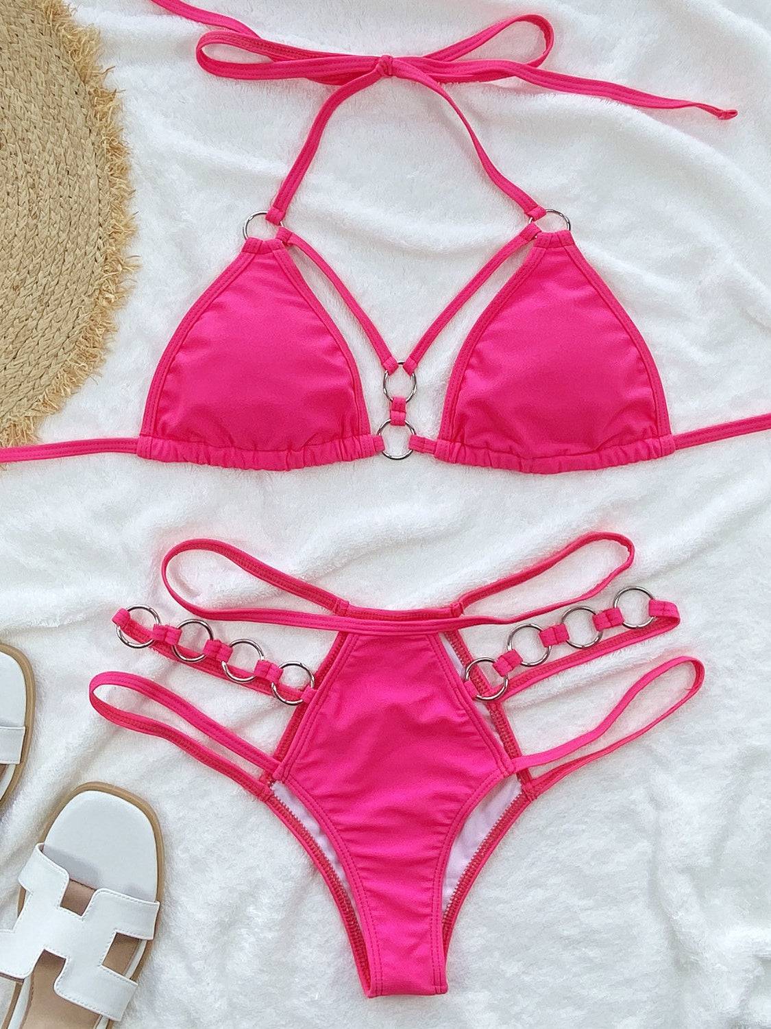 Cutout Halter Neck Two-Piece Bikini Set - Siennasass