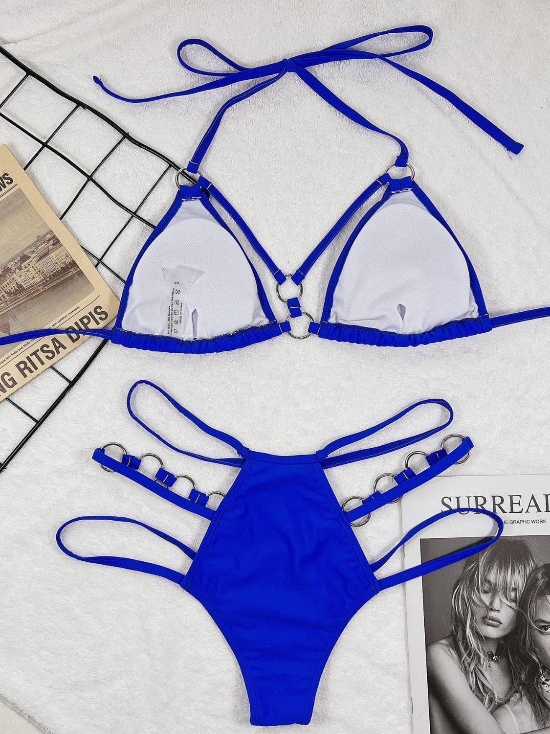 Cutout Halter Neck Two-Piece Bikini Set - Siennasass