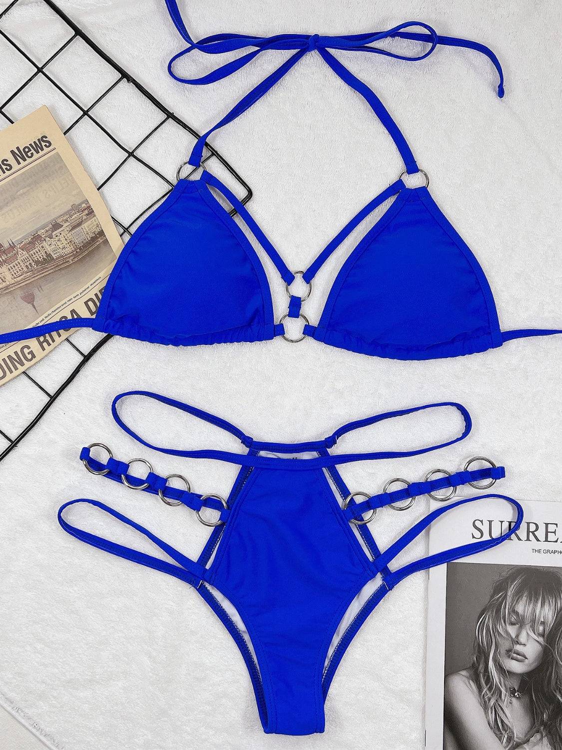 Cutout Halter Neck Two-Piece Bikini Set - Siennasass
