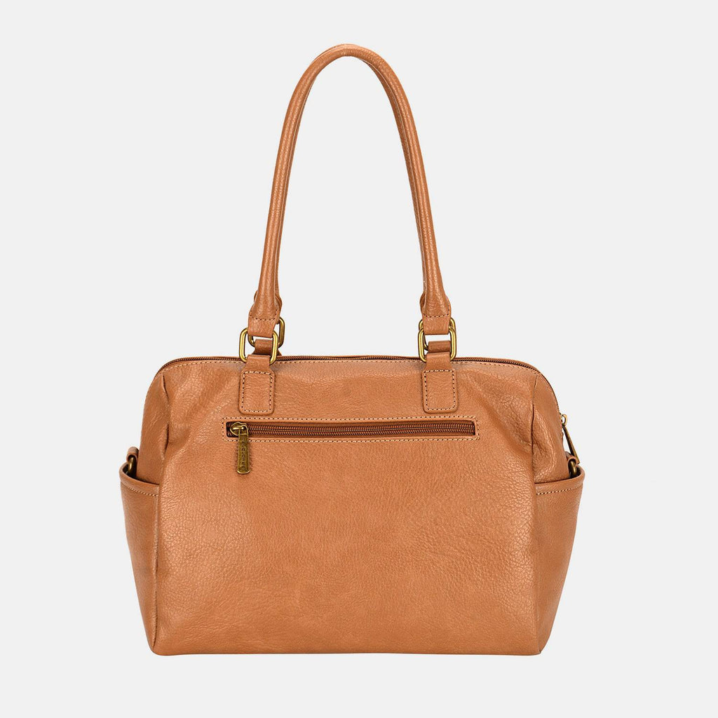 David Jones Zipper PU Leather Handbag - Siennasass