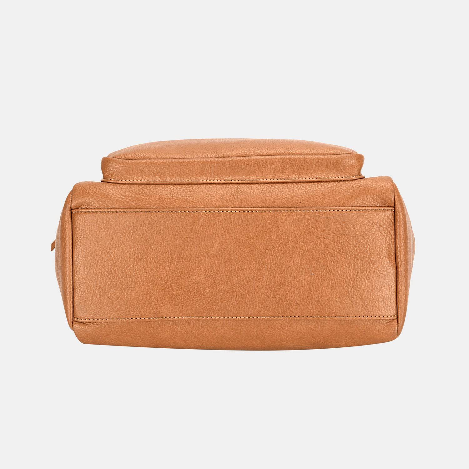 David Jones Zipper PU Leather Handbag - Siennasass