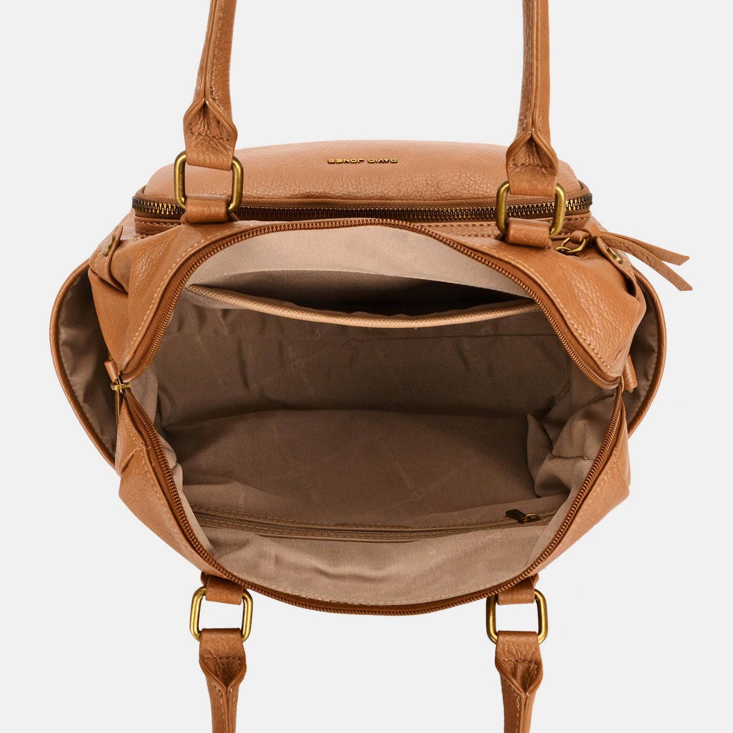 David Jones Zipper PU Leather Handbag - Siennasass