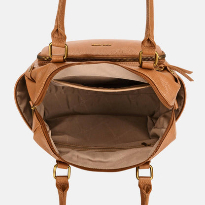 David Jones Zipper PU Leather Handbag - Siennasass