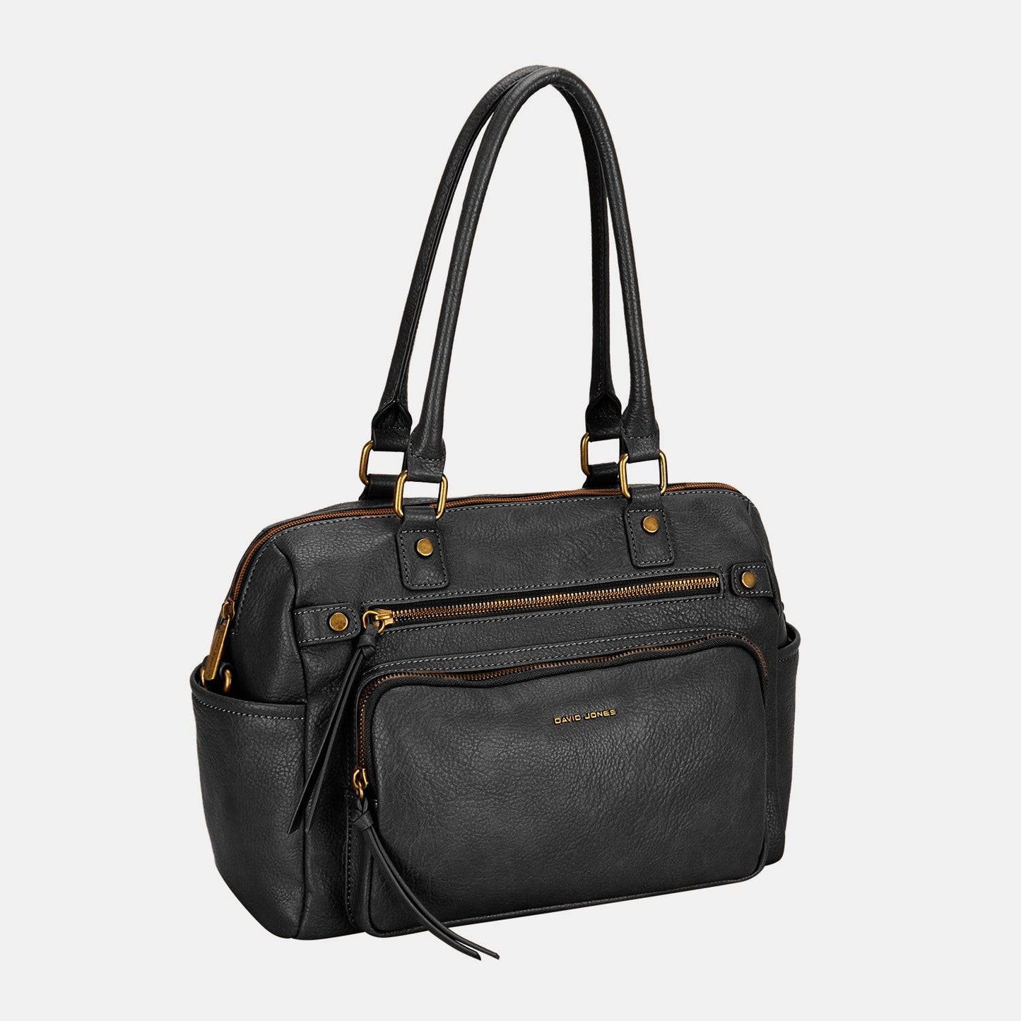 David Jones Zipper PU Leather Handbag - Siennasass