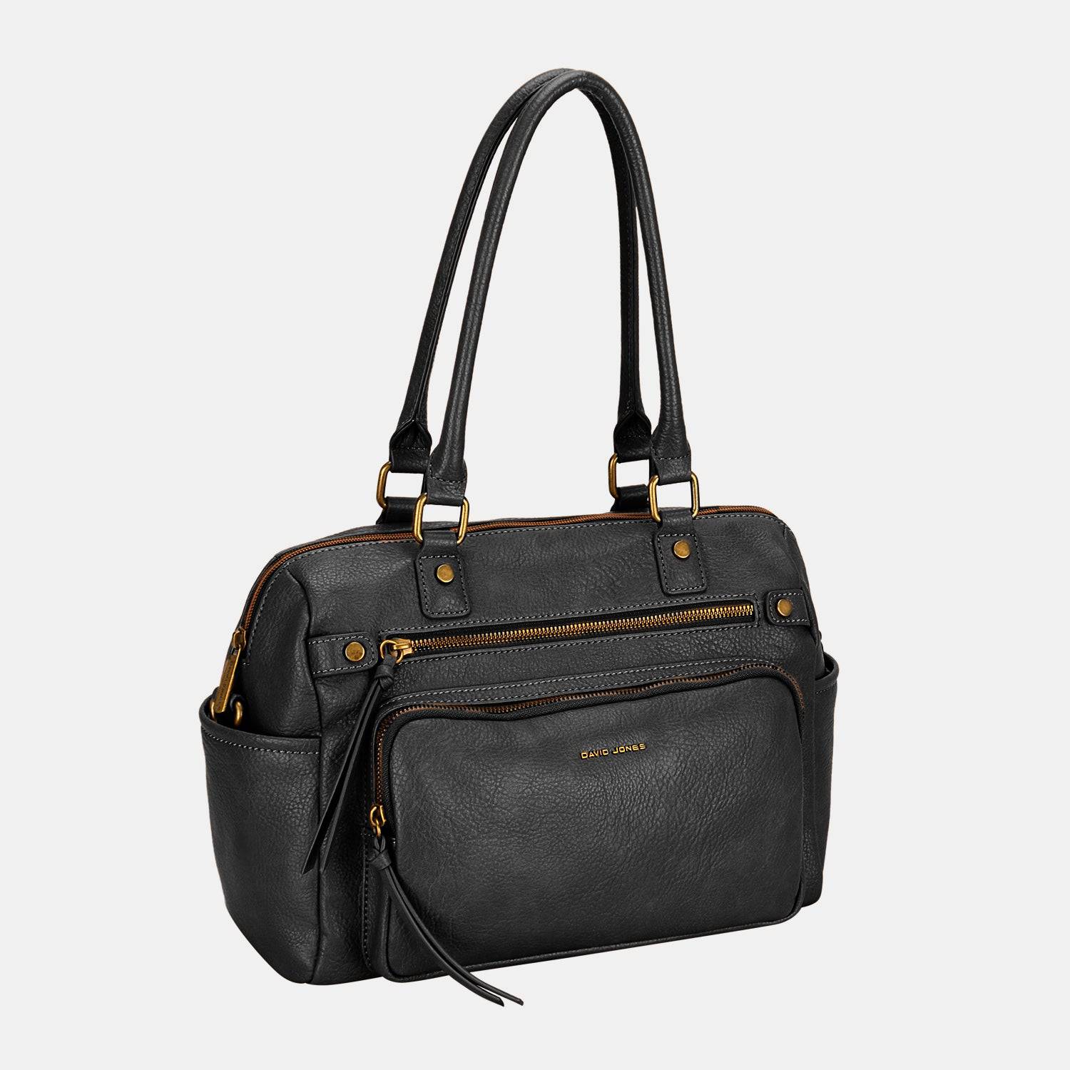 David Jones Zipper PU Leather Handbag - Siennasass