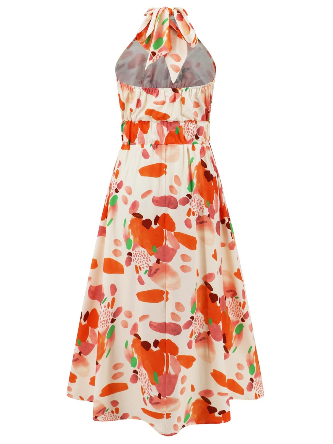 Ruched Printed Halter Neck Sleeveless Dress - Siennasass