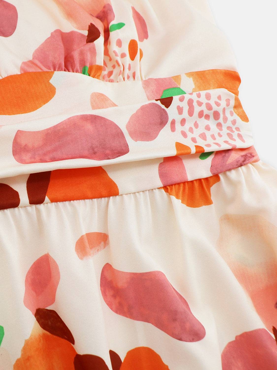 Ruched Printed Halter Neck Sleeveless Dress - Siennasass