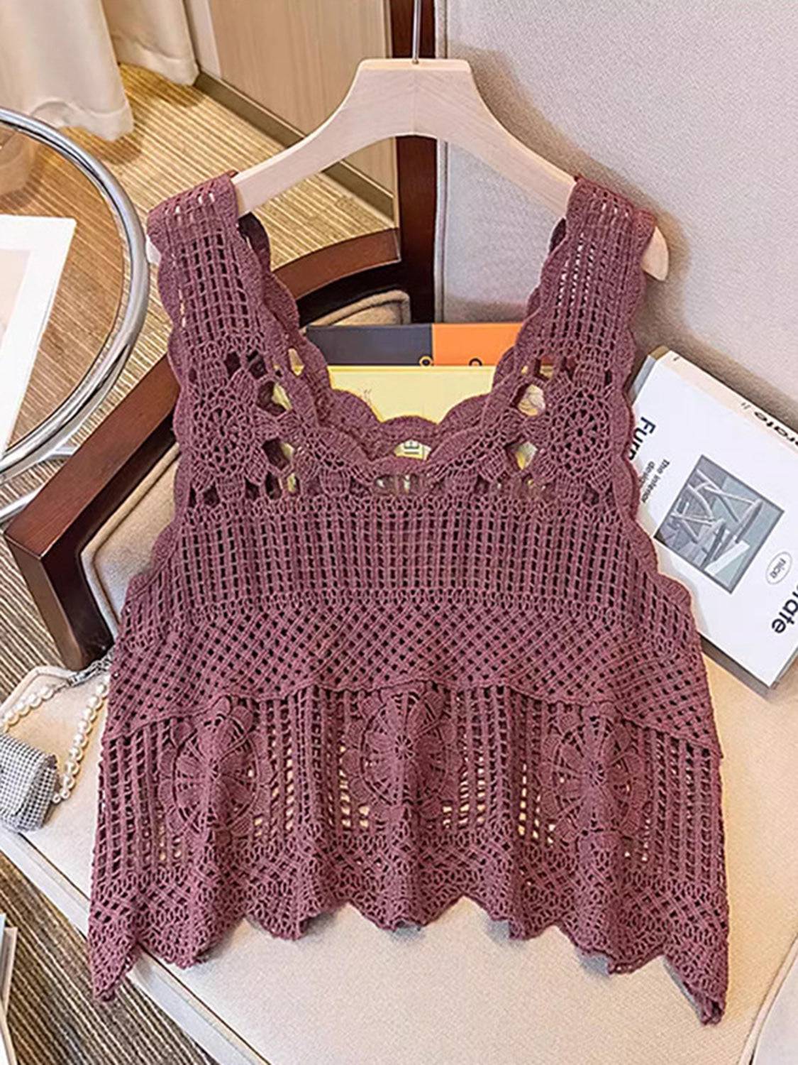Openwork Scoop Neck Tank - Siennasass