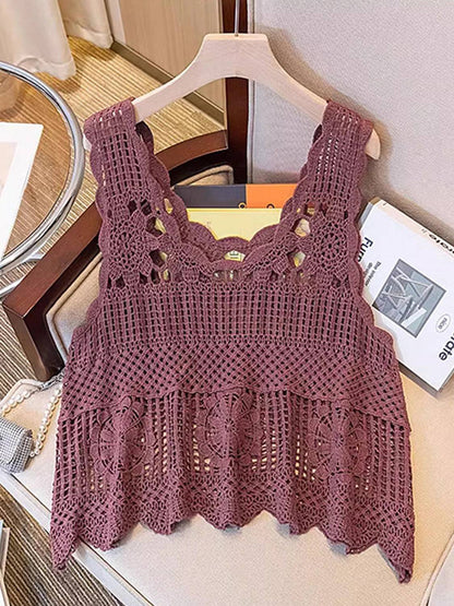 Openwork Scoop Neck Tank - Siennasass