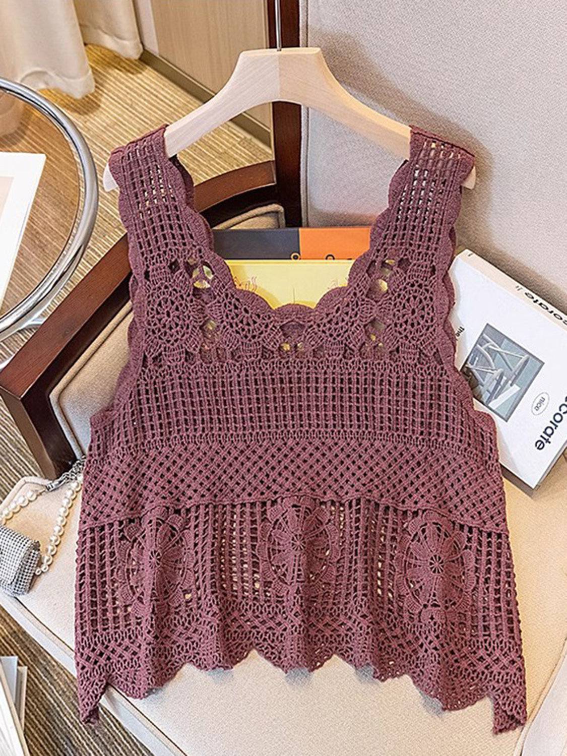 Openwork Scoop Neck Tank - Siennasass