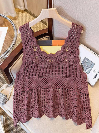 Openwork Scoop Neck Tank - Siennasass