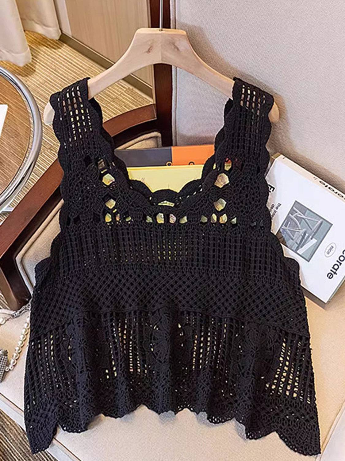 Openwork Scoop Neck Tank - Siennasass