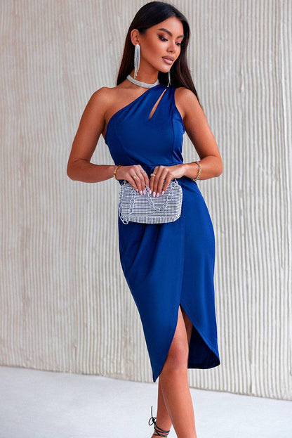 Ruched Cutout Single Shoulder Dress - Siennasass